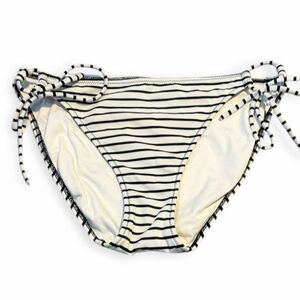 VICTORIA’S SECRET Women’s Black White Striped The Bow Bikini Bottoms Medium